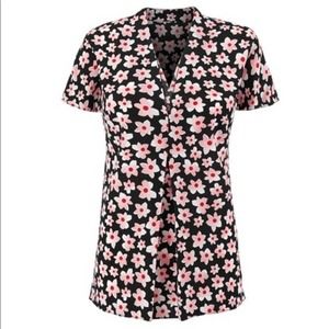 Cabi Medium Top Harmony Floral Blouse Short Sleeve V Neck Chiffon‎ Flowy 515